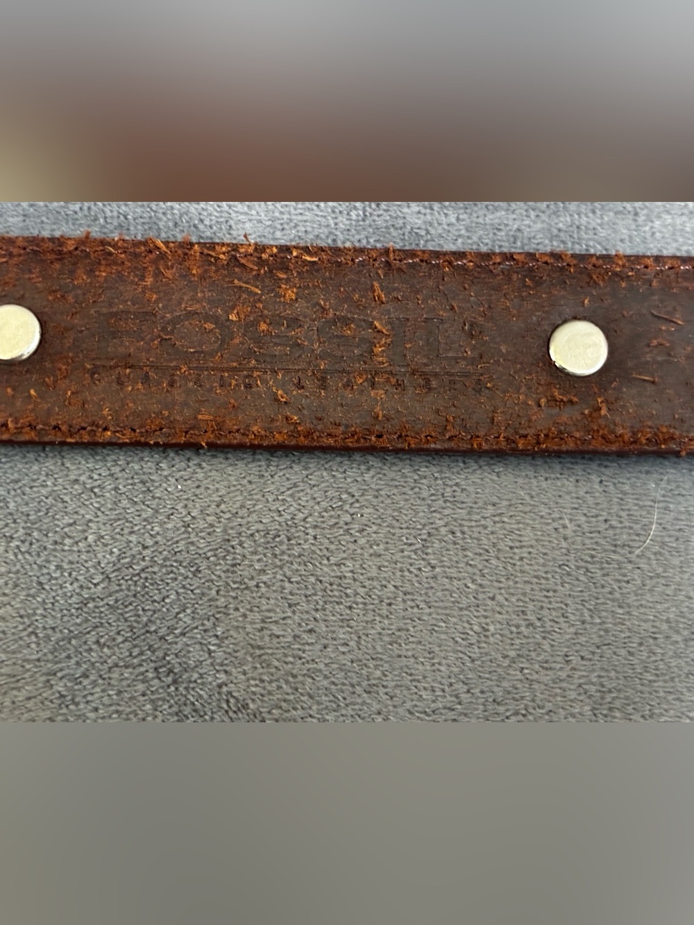 Women’s Fossil Brown Leather Belt with Antique Brass Buckle - Picture 11 of 14